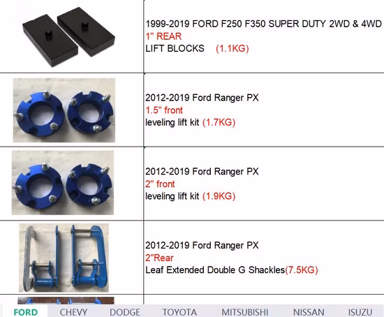Kit de bloque de elevación de nivelación trasera con pernos en U de eje de ballesta cuadrado extra largo para Ford F150 2WD y 4WD 2004-2020